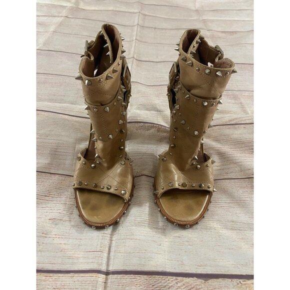 Laurence Decade Women's Studded Open Toe Ankle Booties - 37 1/2 - Picture 3 of 13